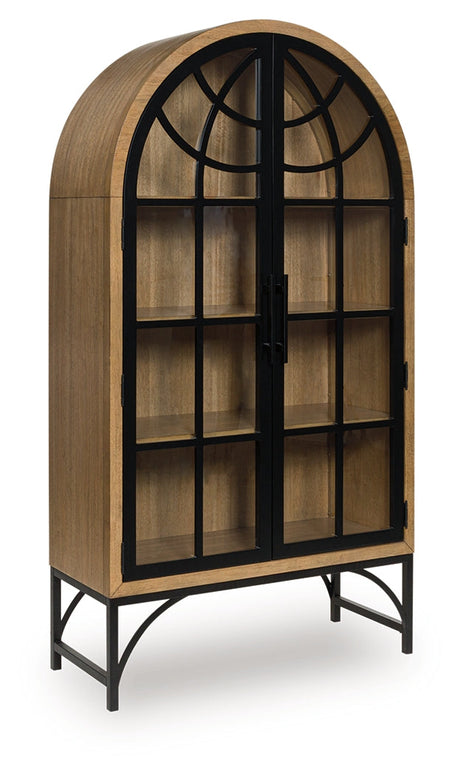 Gwenwich Natural/Black Accent Cabinet by Ashley at Eve Furniture