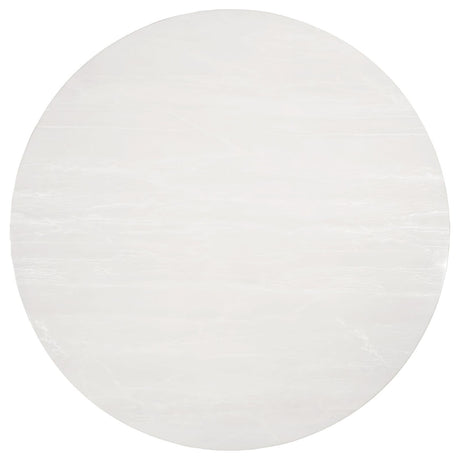 Gwynn White and Gold Stainless Steel Base Marble Top Round Dining Table by Coaster at Eve Furniture