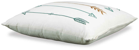 Gyldan White/Teal/Gold Pillow by Ashley at Eve Furniture
