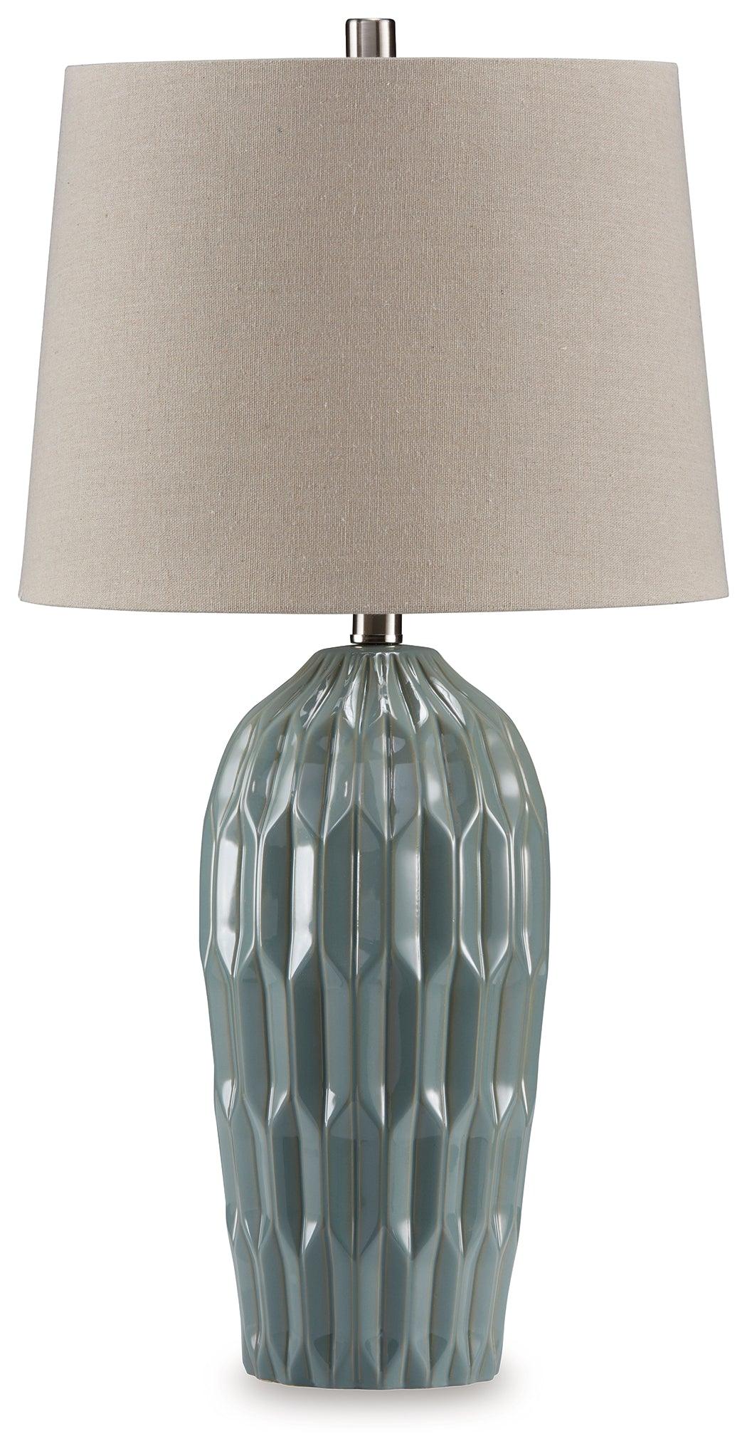 Hadbury Pale Blue/Teal Table Lamp by Ashley at Eve Furniture