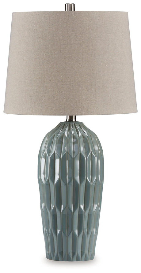 Hadbury Pale Blue/Teal Table Lamp by Ashley at Eve Furniture