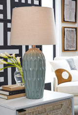 Hadbury Pale Blue/Teal Table Lamp by Ashley at Eve Furniture