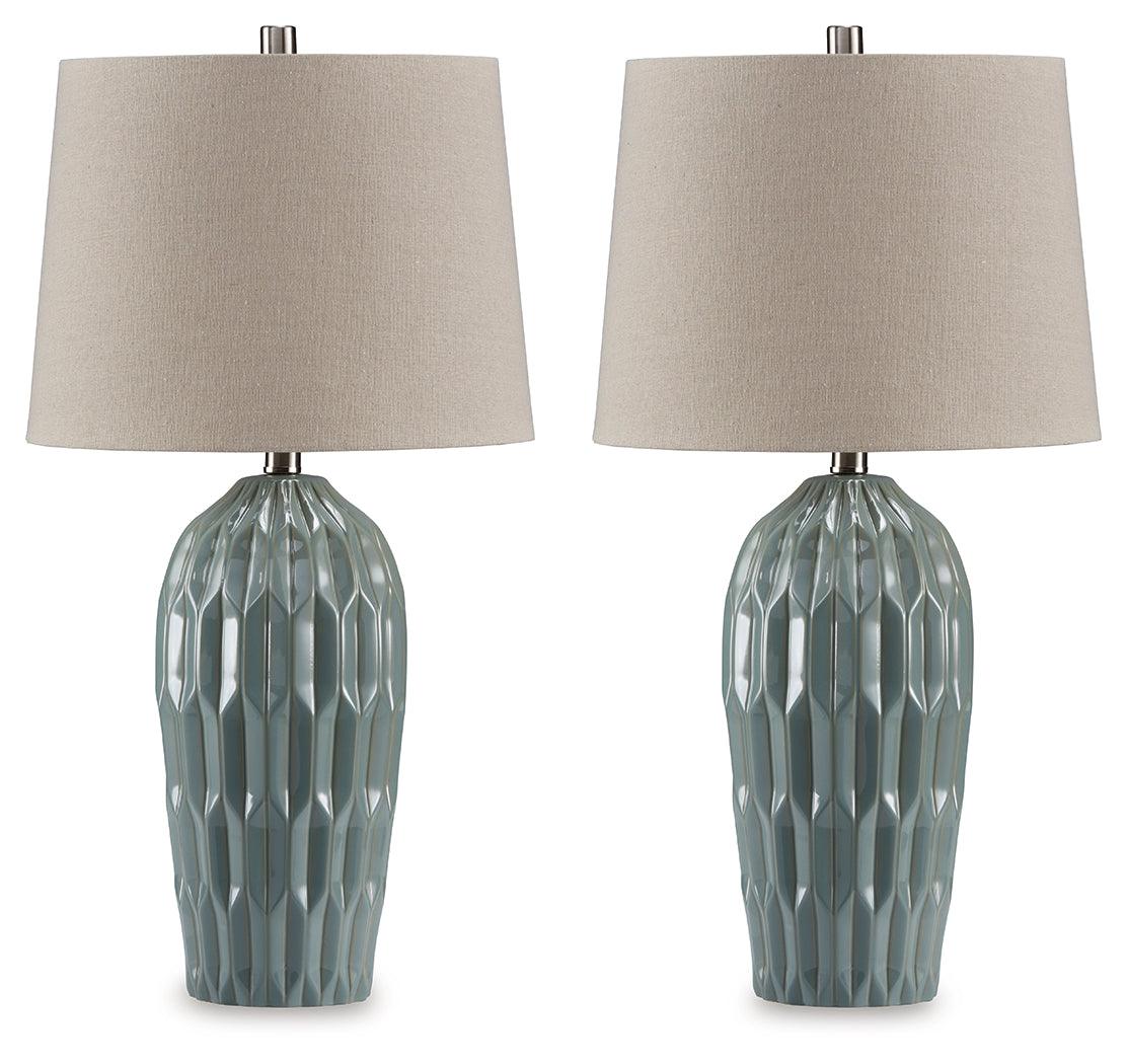 Hadbury Pale Blue/Teal Table Lamp by Ashley at Eve Furniture