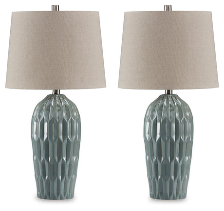Hadbury Pale Blue/Teal Table Lamp by Ashley at Eve Furniture