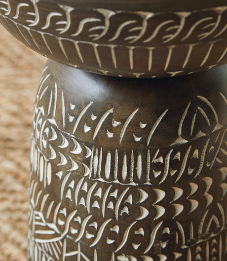 Hadcher Cream/Brown Accent Table by Ashley at Eve Furniture