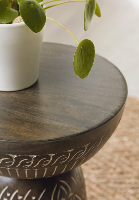 Hadcher Cream/Brown Accent Table by Ashley at Eve Furniture