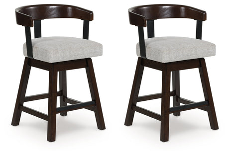 Haddigan Dark Brown Counter Height Barstool, Set of 2 by Ashley at Eve Furniture