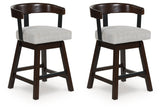 Haddigan Dark Brown Counter Height Barstool, Set of 2 by ASHLEY FURNITURE at Eve Furniture