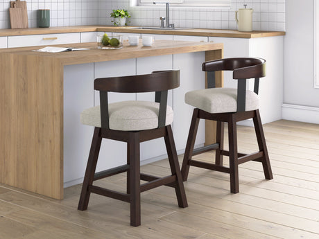 Haddigan Dark Brown Counter Height Barstool, Set of 2 by ASHLEY FURNITURE at Eve Furniture