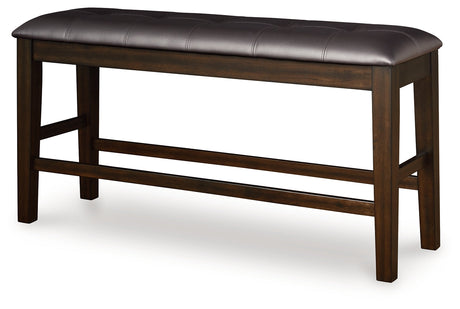 Haddigan Dark Brown Counter Height Dining Bench by Ashley at Eve Furniture