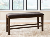 Haddigan Dark Brown Counter Height Dining Bench by Ashley at Eve Furniture