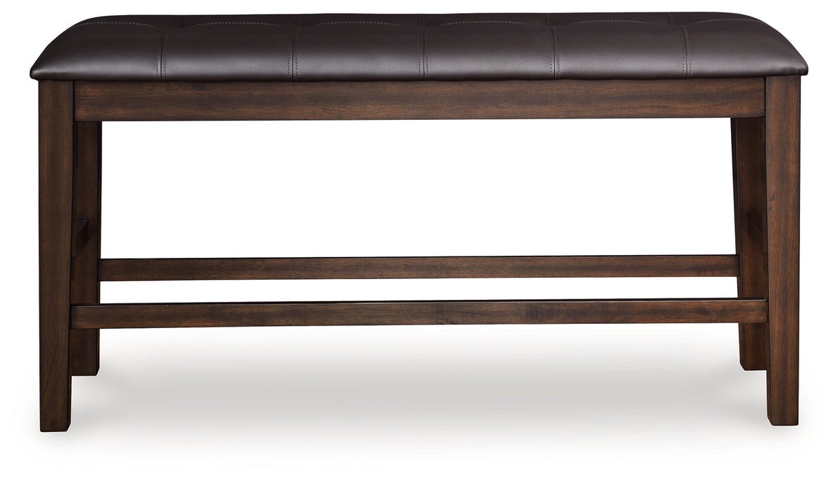 Haddigan Dark Brown Counter Height Dining Bench by ASHLEY FURNITURE at Eve Furniture