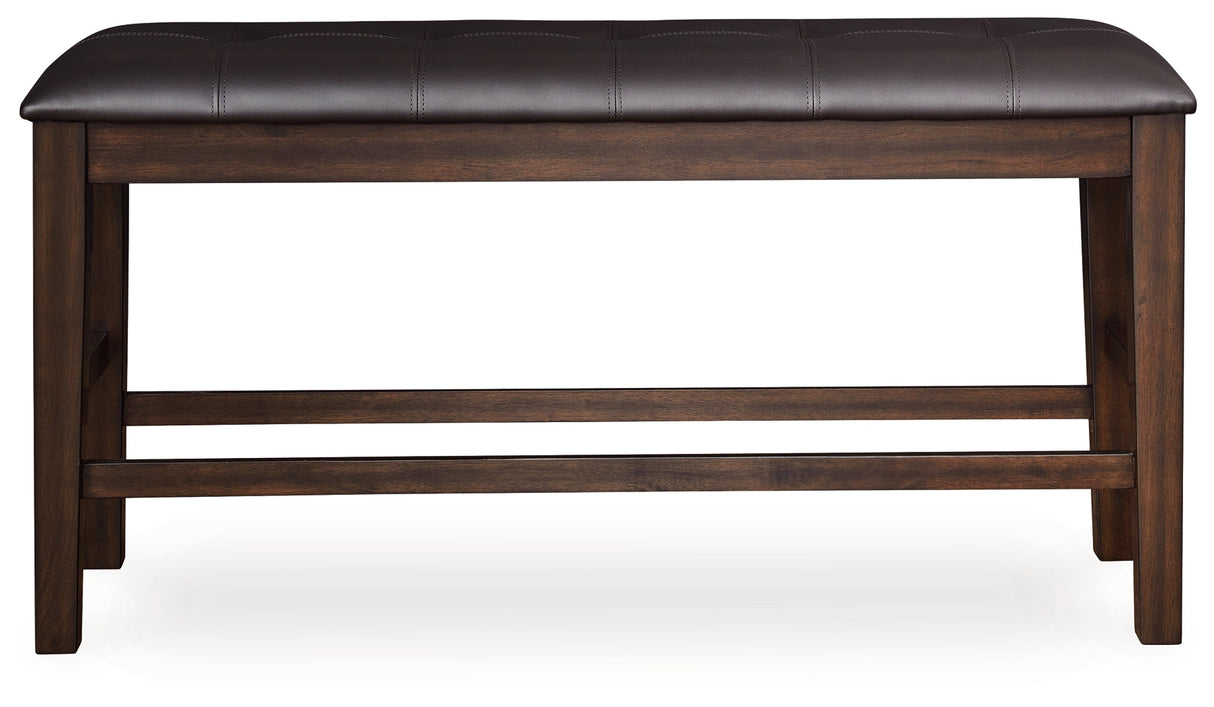 Haddigan Dark Brown Counter Height Dining Bench by ASHLEY FURNITURE at Eve Furniture