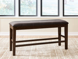 Haddigan Dark Brown Counter Height Dining Bench by ASHLEY FURNITURE at Eve Furniture