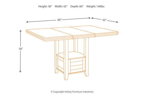 Haddigan Dark Brown Counter Height Dining Extension Table by Ashley at Eve Furniture