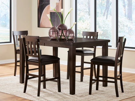 Haddigan Dark Brown Counter Height Dining Table and 4 Barstools by Ashley at Eve Furniture