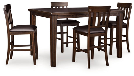 Haddigan Dark Brown Counter Height Dining Table and 4 Barstools by Ashley at Eve Furniture