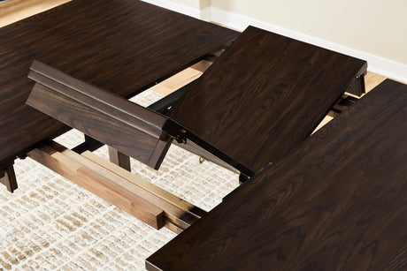 Haddigan Dark Brown Counter Height Dining Table with 6 Barstools by Ashley at Eve Furniture