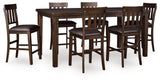 Haddigan Dark Brown Counter Height Dining Table with 6 Barstools by Ashley at Eve Furniture