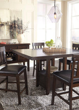 Haddigan Dark Brown Rectangular Extendable Counter Height Dining Room Set by Ashley at Eve Furniture