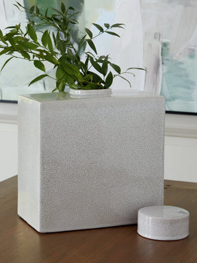 Haddworth Antique White Jar by Ashley at Eve Furniture
