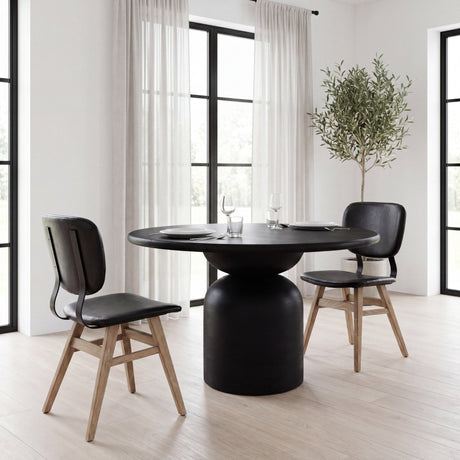 Haden I Black Faux-Leather Wrap Brown Solid Wood and Iron Base Dining Chair, Set of 2 by Mercana at Eve Furniture
