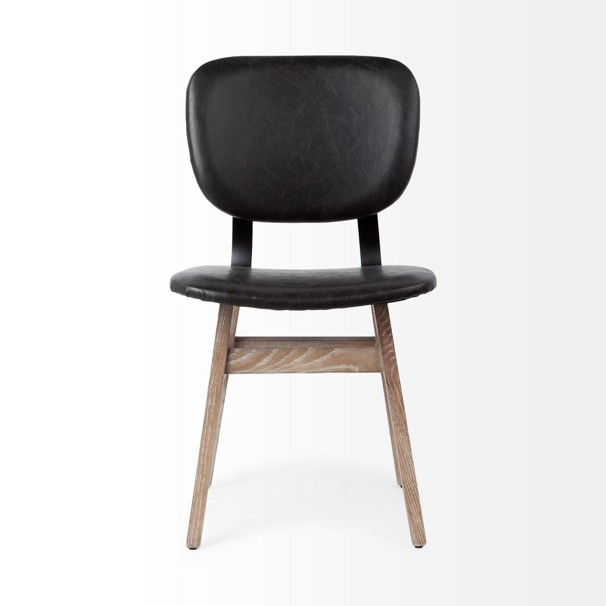 Haden I Black Faux-Leather Wrap Brown Solid Wood and Iron Base Dining Chair, Set of 2 by Mercana at Eve Furniture