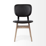 Haden I Black Faux-Leather Wrap Brown Solid Wood and Iron Base Dining Chair, Set of 2 by Mercana at Eve Furniture