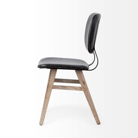 Haden I Black Faux-Leather Wrap Brown Solid Wood and Iron Base Dining Chair, Set of 2 by Mercana at Eve Furniture