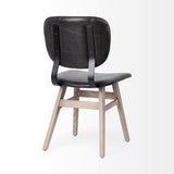 Haden I Black Faux-Leather Wrap Brown Solid Wood and Iron Base Dining Chair, Set of 2 by Mercana at Eve Furniture