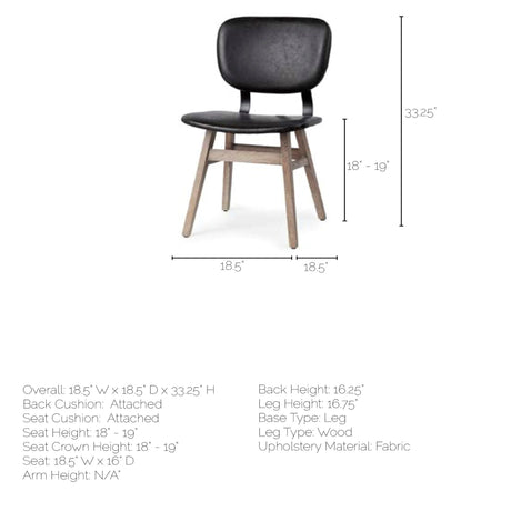 Haden I Black Faux-Leather Wrap Brown Solid Wood and Iron Base Dining Chair, Set of 2 by Mercana at Eve Furniture