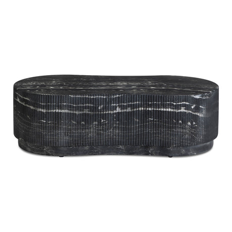 Hades 47" Black Faux Marble Indoor/Outdoor Concrete Coffee Table by TOV Furniture at Eve Furniture