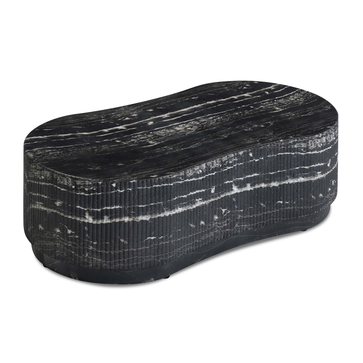 Hades 47" Black Faux Marble Indoor/Outdoor Concrete Coffee Table by TOV Furniture at Eve Furniture