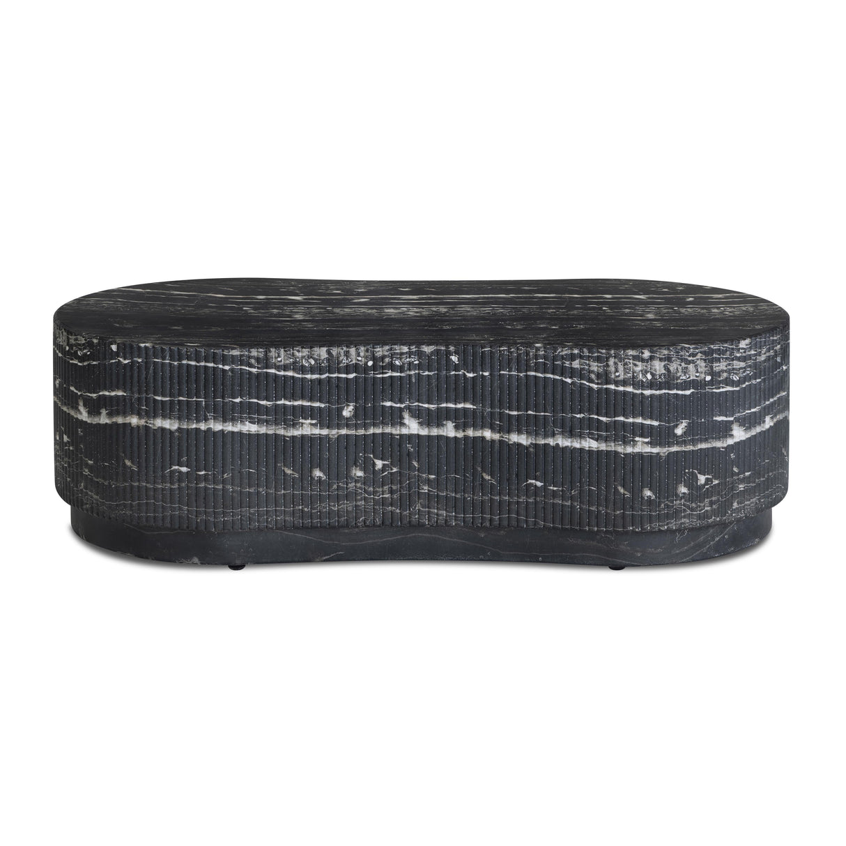 Hades 47" Black Faux Marble Indoor/Outdoor Concrete Coffee Table by TOV Furniture at Eve Furniture