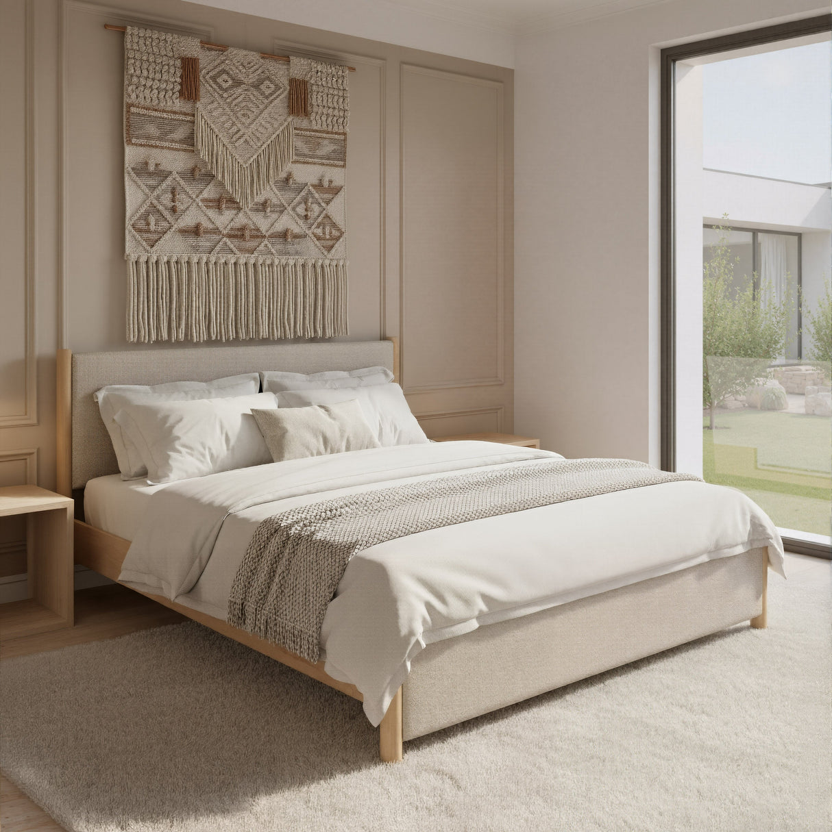 Hadi Beige & Natural King Bed by Zuomod at Eve Furniture