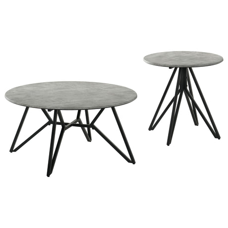 Hadi Cement 2-Piece Round Coffee and End Table Set by Coaster at Eve Furniture