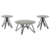 Hadi Cement 3-Piece Round Coffee and End Table Set by Coaster at Eve Furniture