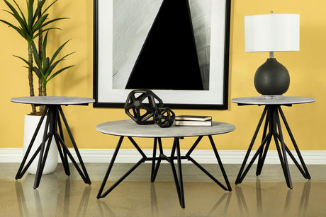 Hadi Cement 3-Piece Round Coffee and End Table Set by Coaster at Eve Furniture