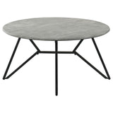 Hadi Cement/Gunmetal Round Coffee Table with Hairpin Legs by Coaster at Eve Furniture