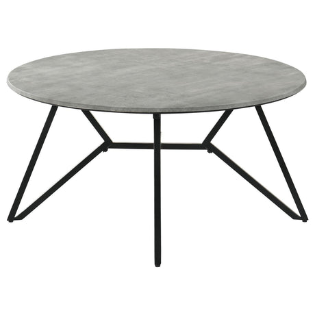 Hadi Cement/Gunmetal Round Coffee Table with Hairpin Legs by Coaster at Eve Furniture