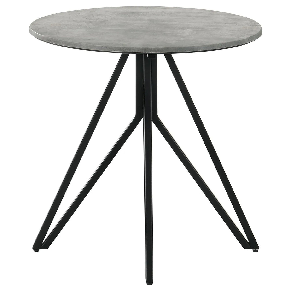 Hadi Cement/Gunmetal Round End Table with Hairpin Legs by Coaster at Eve Furniture