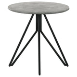 Hadi Cement/Gunmetal Round End Table with Hairpin Legs by Coaster at Eve Furniture
