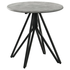 Hadi Cement/Gunmetal Round End Table with Hairpin Legs by Coaster at Eve Furniture