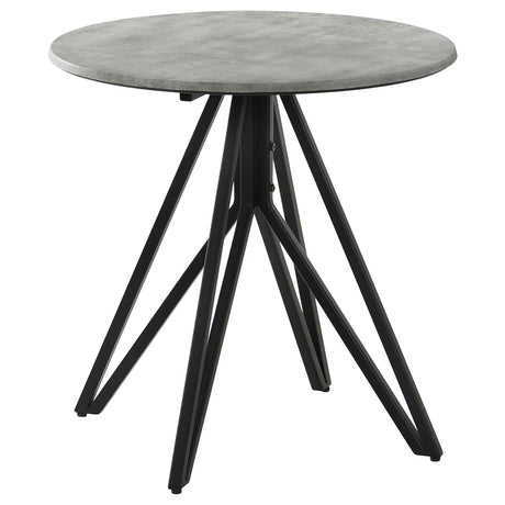 Hadi Cement/Gunmetal Round End Table with Hairpin Legs by Coaster at Eve Furniture