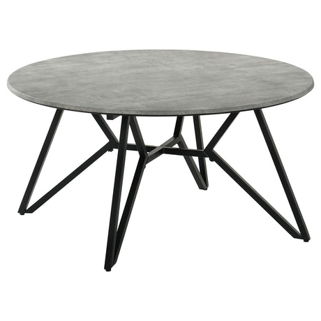 Hadi Cement/Gunmetal Round Coffee Table with Hairpin Legs