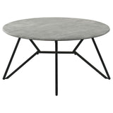 Hadi Cement/Gunmetal Round Coffee Table with Hairpin Legs