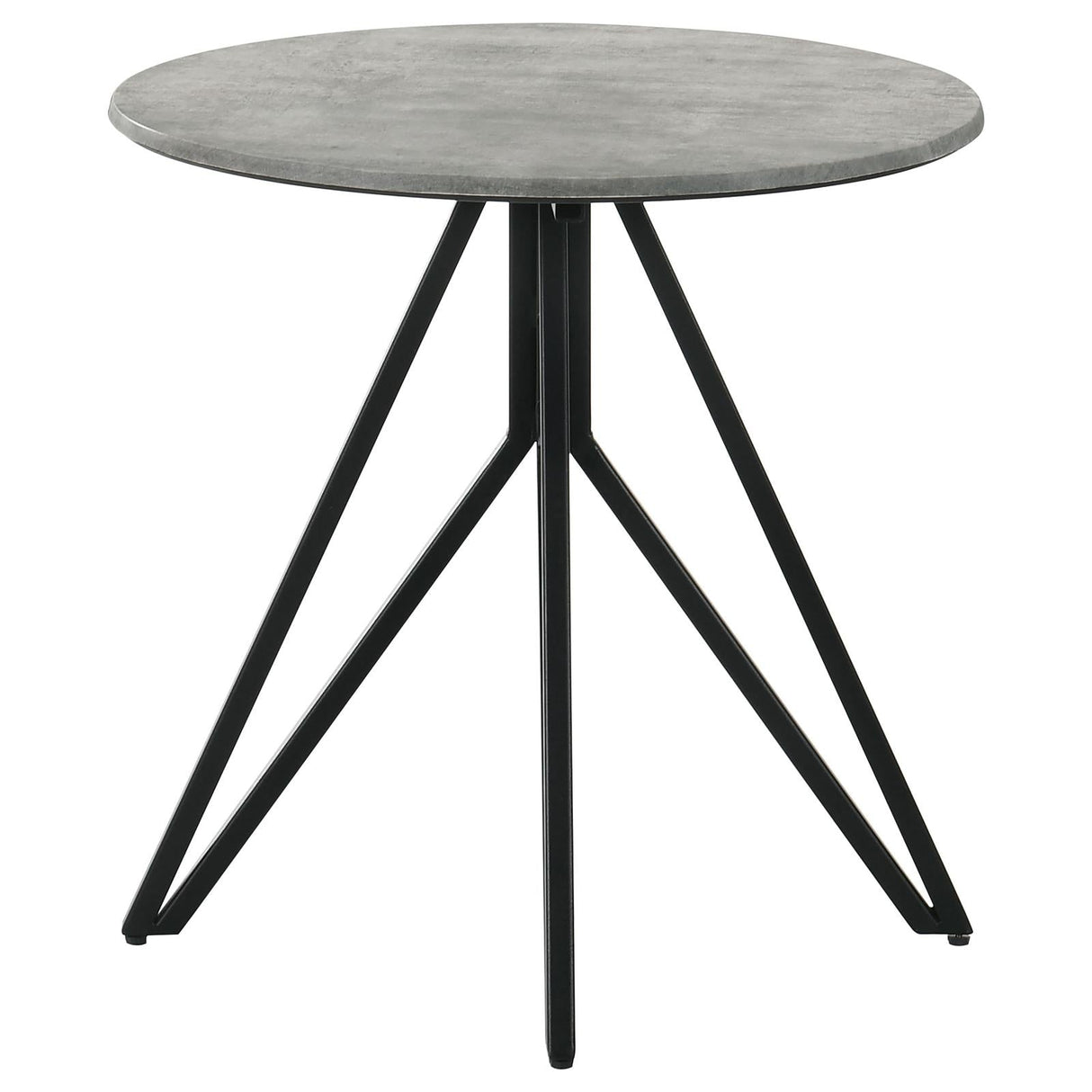 Hadi Round End Table with Hairpin Legs Cement/Gunmetal