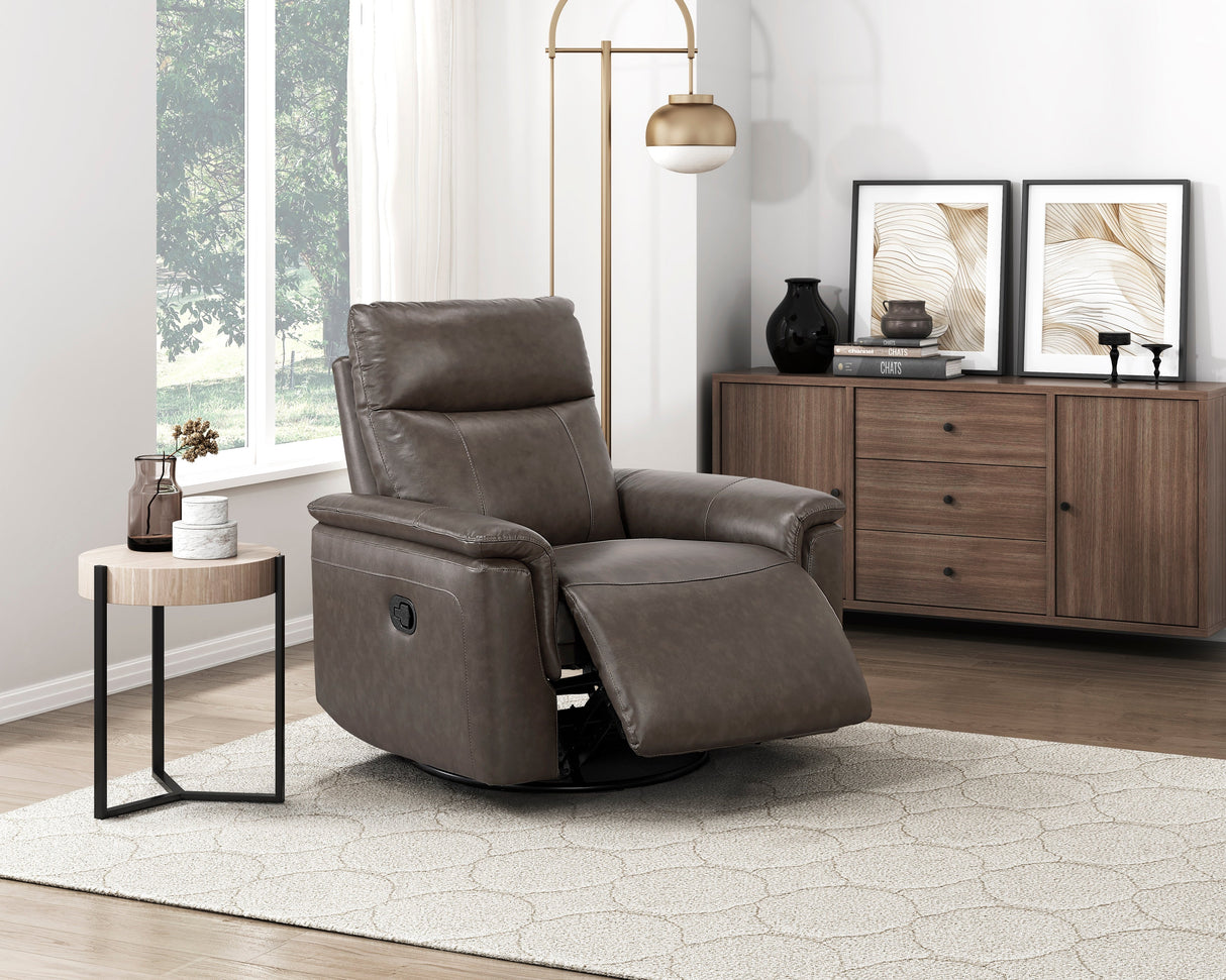 Hadley Dark Brown Swivel Glider Reclining Chair