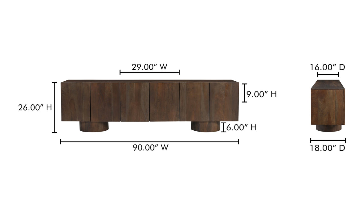 Hadley Media Unit Warm Brown by Moe's Home at Eve Furniture