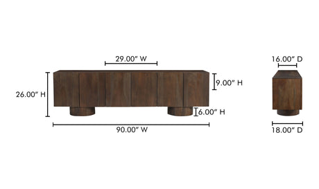 Hadley Media Unit Warm Brown by Moe's Home at Eve Furniture